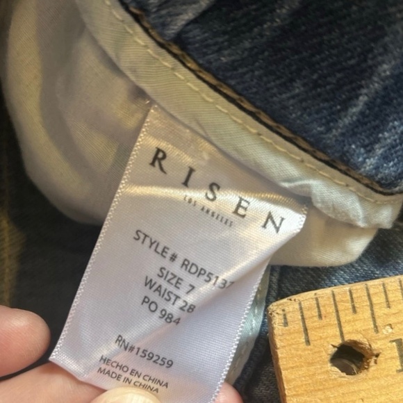 Risen NEW 3/26 High Waisted Draw String Distressed Paper Bag Blue Jeans - Picture 8 of 9